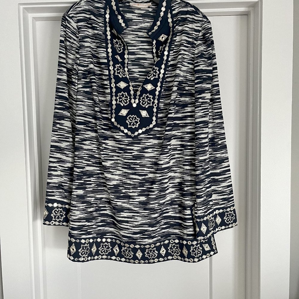 Tory Burch Blue and White Tunic - Size 14